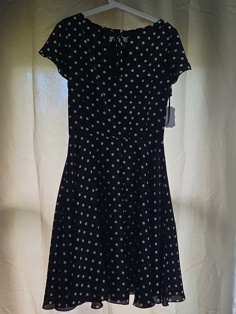 Iconic By Unique Vintage Black & White Polka Dot Midi Fit-and-Flare Dress